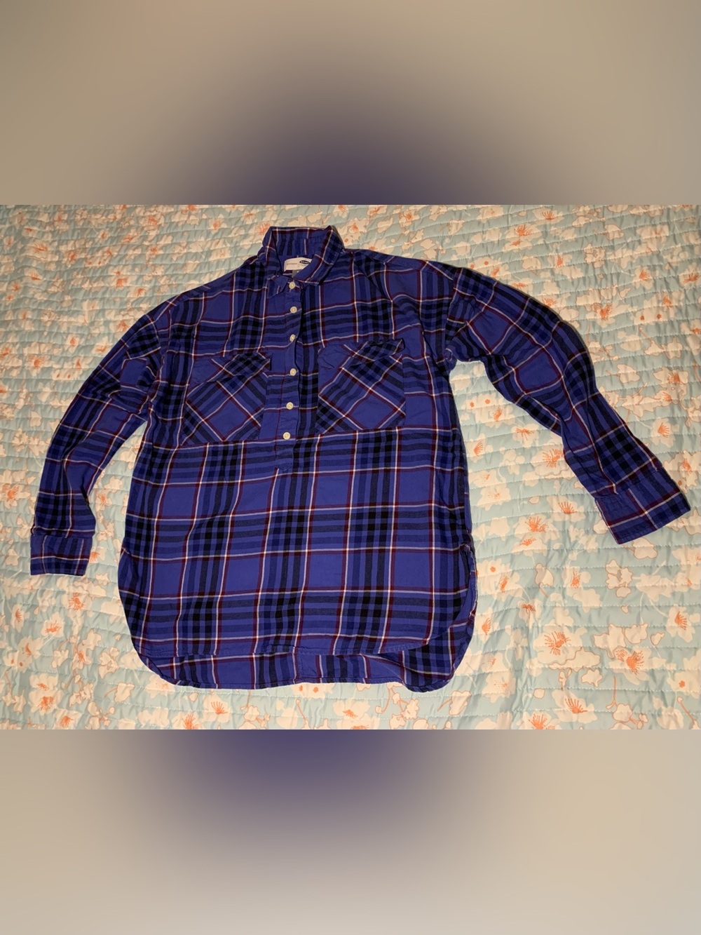 Old Navy Blue Plaid Button-Down Shirt